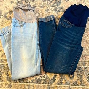 Set of 2 maternity jeans/ navy blue and sky blue/ L Size